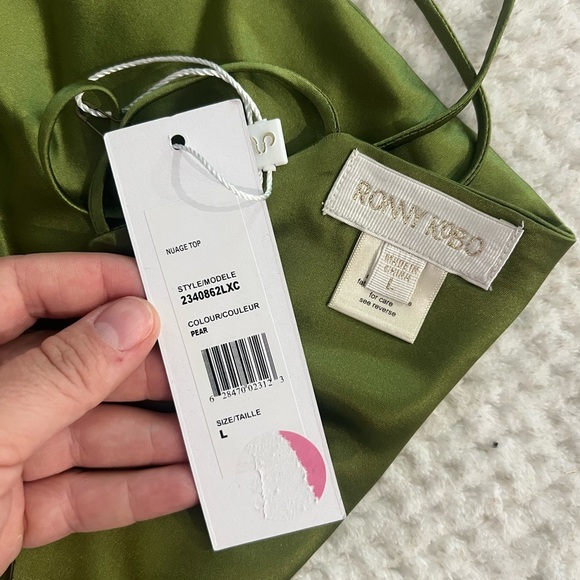 NWT Ronny Kobo nuage top in pear - halter tie green - size large - Picture 3 of 6